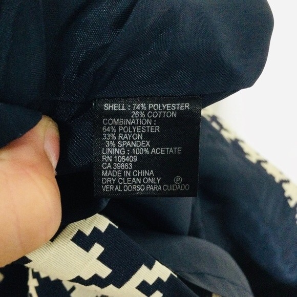 Alex Marie Women’s Size 10 Sleeveless Dress Cream Blue Houndstooth Knee Length - Picture 5 of 6